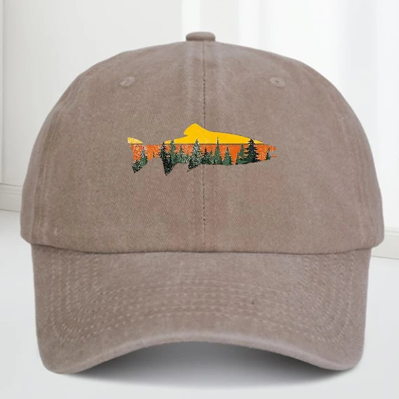 Vintage Fish Pattern Baseball Cap