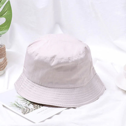 Fashion Cotton Bucket Hats Summer Foldable Sunscreen Panama Hat Solid Color