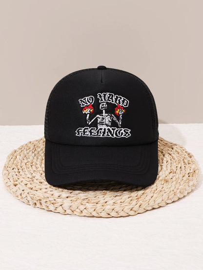 Unisex Skull Flame Embroidery Baseball Net