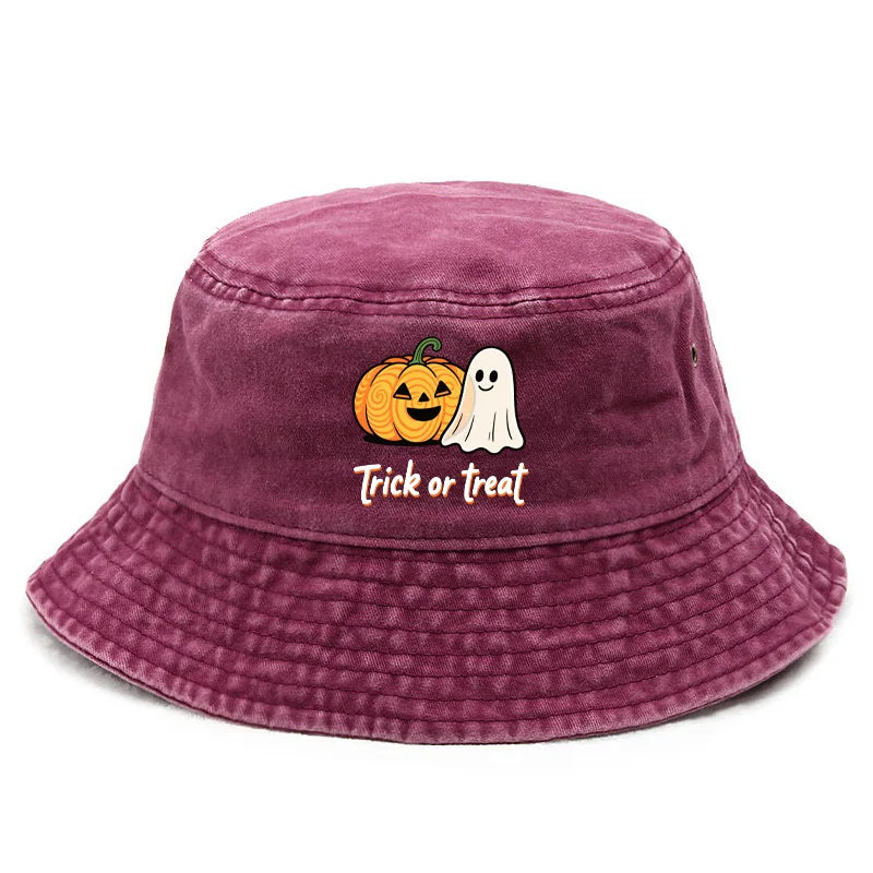Halloween Themed Atmosphere TRICK OR TREAT Printed Bucket Hat