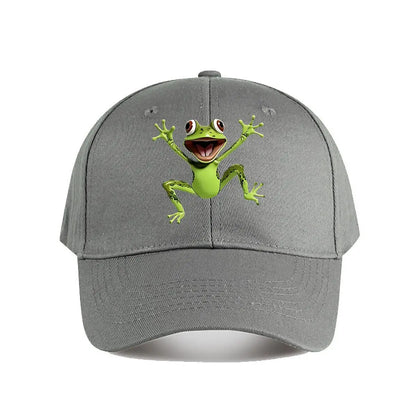Cute Green Cartoon Frog Plastic Figurine Baseball Cap