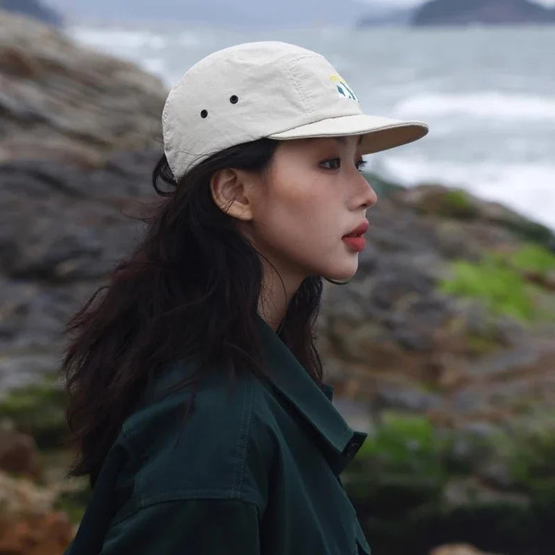 Short Brim Embroidery Baseball Cap