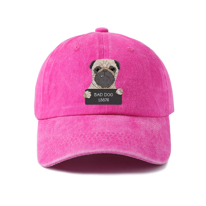 Bad Dog Pug Portrait Graphic Baseball Cap