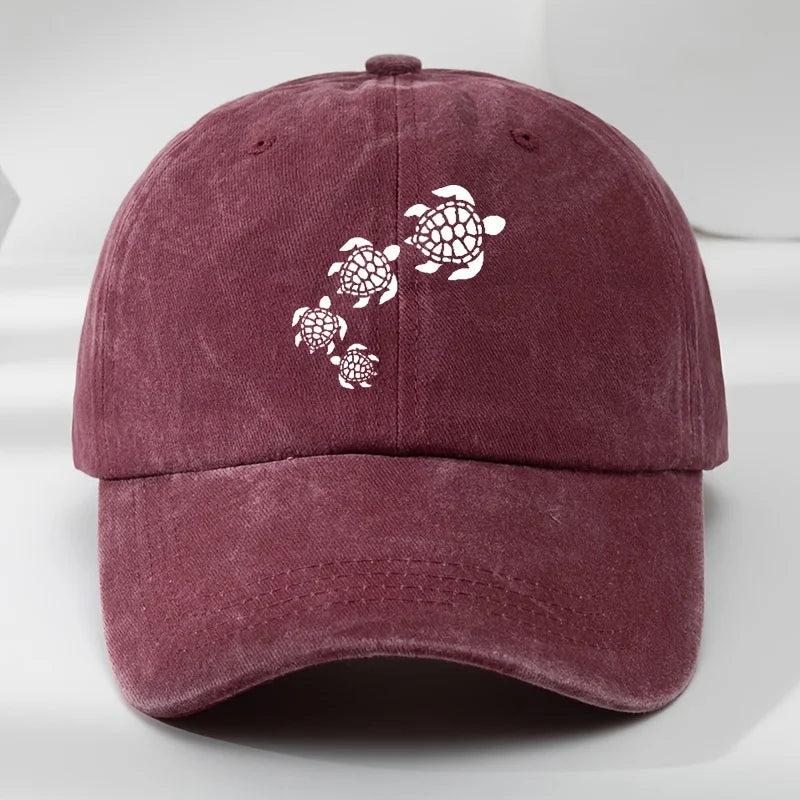 Fun Cartoon Turtle Print Baseball Cap