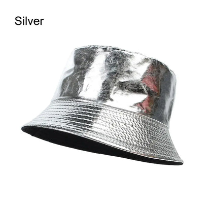 Unisex Reversible Climbing PU Leather Fishing Hat Sun Hat Bucket Hat