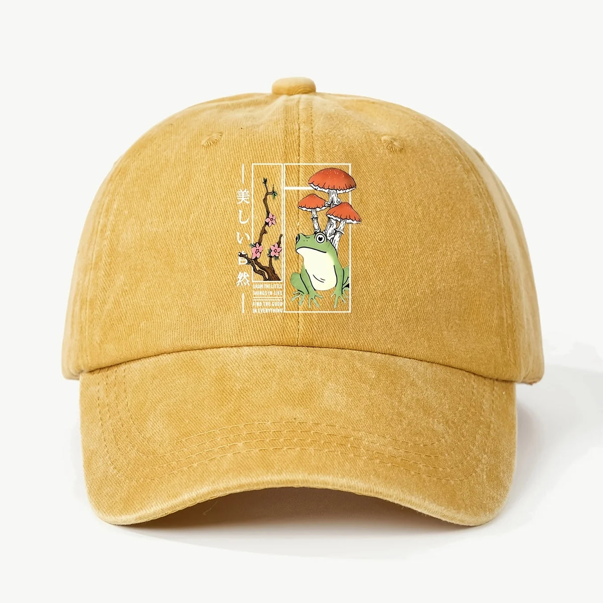 Printed Frog Mushroom Washable Baseball Cap