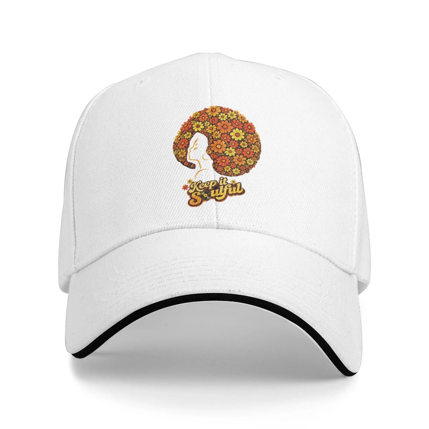 Afro Soul Music Floral Hair 70s Funk Retro Disco Baseball Cap