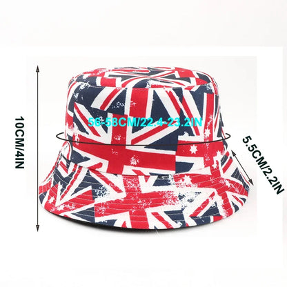 Reversible Union Jack Print Bucket Hat Fisherman Hat For Women Men