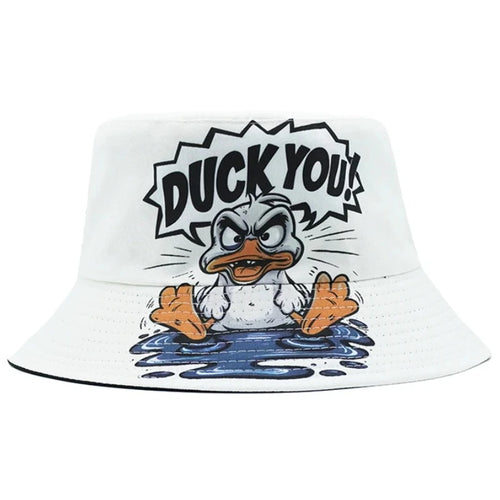 Cartoon Duck Print Bucket Hat Letter Pattern For Men Woman