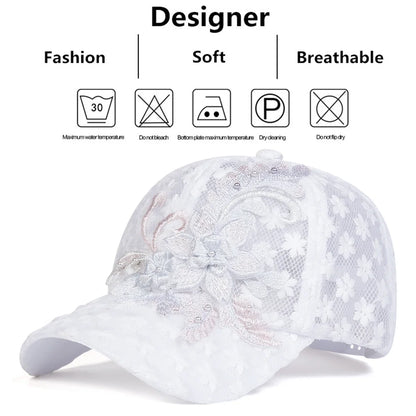 Unisex Lace Flower Embroidery Breathable Baseball Caps