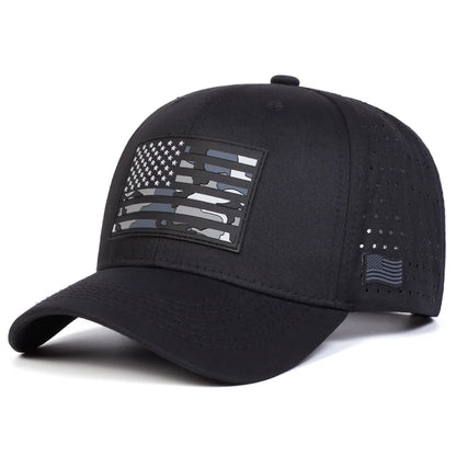 Fashion Patch American Flag Breathable Mesh Baseball Cap