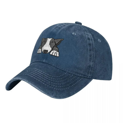 Grey & White Bull Terrier Baseball Cap