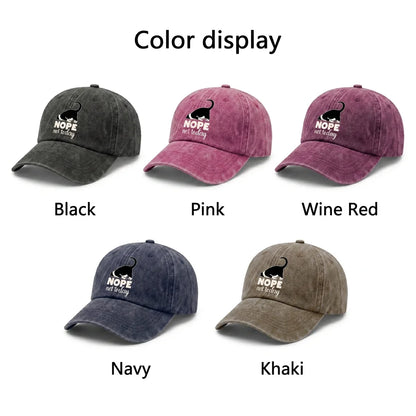 Nope Not Today Cat Graphic Vintage Washed Baseball Cap