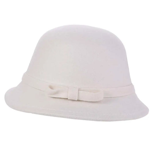 Trendy French Style Bow Tweed Hat Autumn Winter Hepburn Women's Bow Hat Bucket Cap