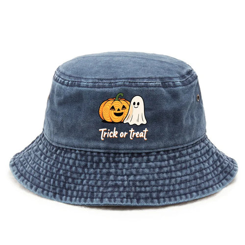 Halloween Themed Atmosphere TRICK OR TREAT Printed Bucket Hat