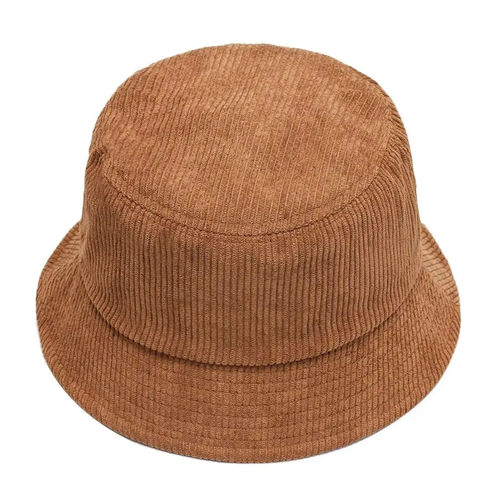 High Quality Corduroy Bucket Hat Casual Solid Color Foldable Fisherman