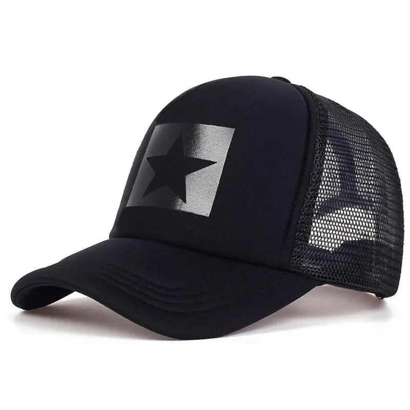 Five-Pointed Star Printed Baseball Net Caps Sunscreen Hat Green Hat