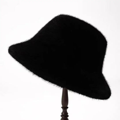 Windproof Warm Female Panama Caps Solid Fashion Bucket Hat