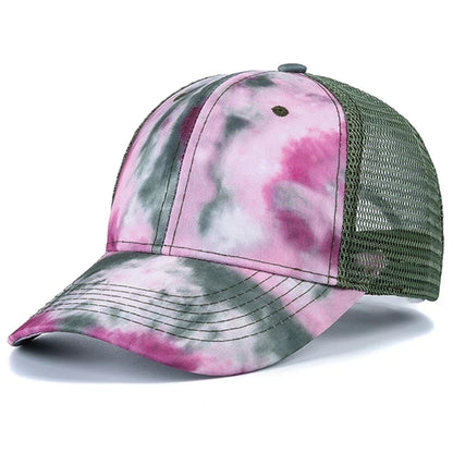 New Fashion Women Tie Dye Cap Multicolor Irregular Print Baseball Cap