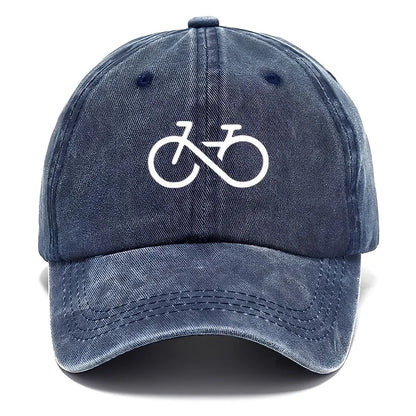 Vintage Bicycle Printed Baseball Cap With White Geometric Design