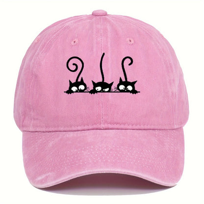 Three Cute Cat Printed Baseball Hats For Men And Women