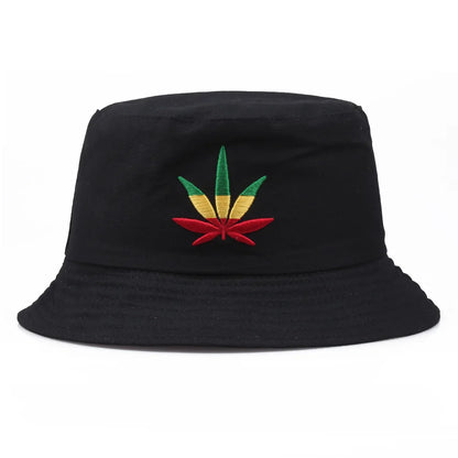 Maple Leaf Embroidery Bucket Hat Unisex Simple Bob Caps Hip Hop Gorros Men Women