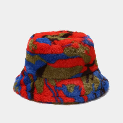 Womens Colorful Digital Print Fisherman Hat Autumn Winter Wide