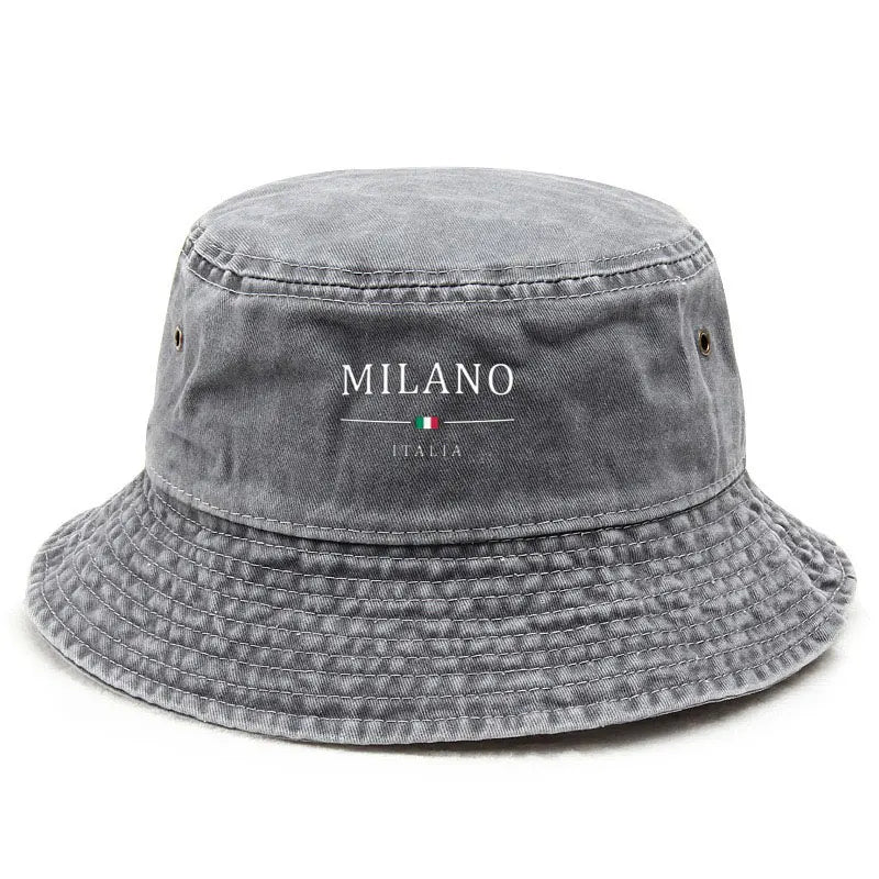 Cotton Washed Bucket Hat Milano Design Vintage Distressed Fisherman Cap Retro