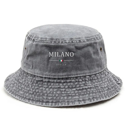 Cotton Washed Bucket Hat Milano Design Vintage Distressed Fisherman Cap Retro