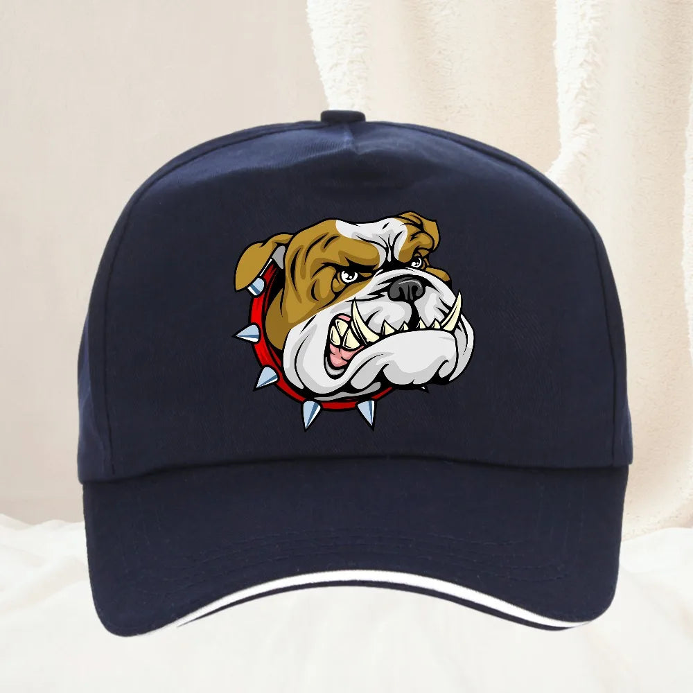 Super Angry Dog Stick Bully Bulldog Cartoon Man Baseball Cap