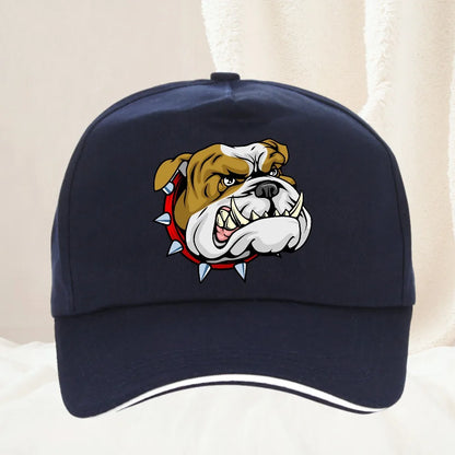 Super Angry Dog Stick Bully Bulldog Cartoon Man Baseball Cap