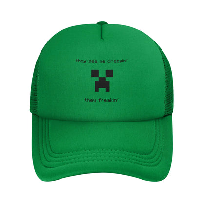 Unisex Creepers mob sticker Trucker Cap Mesh Baseball Cap