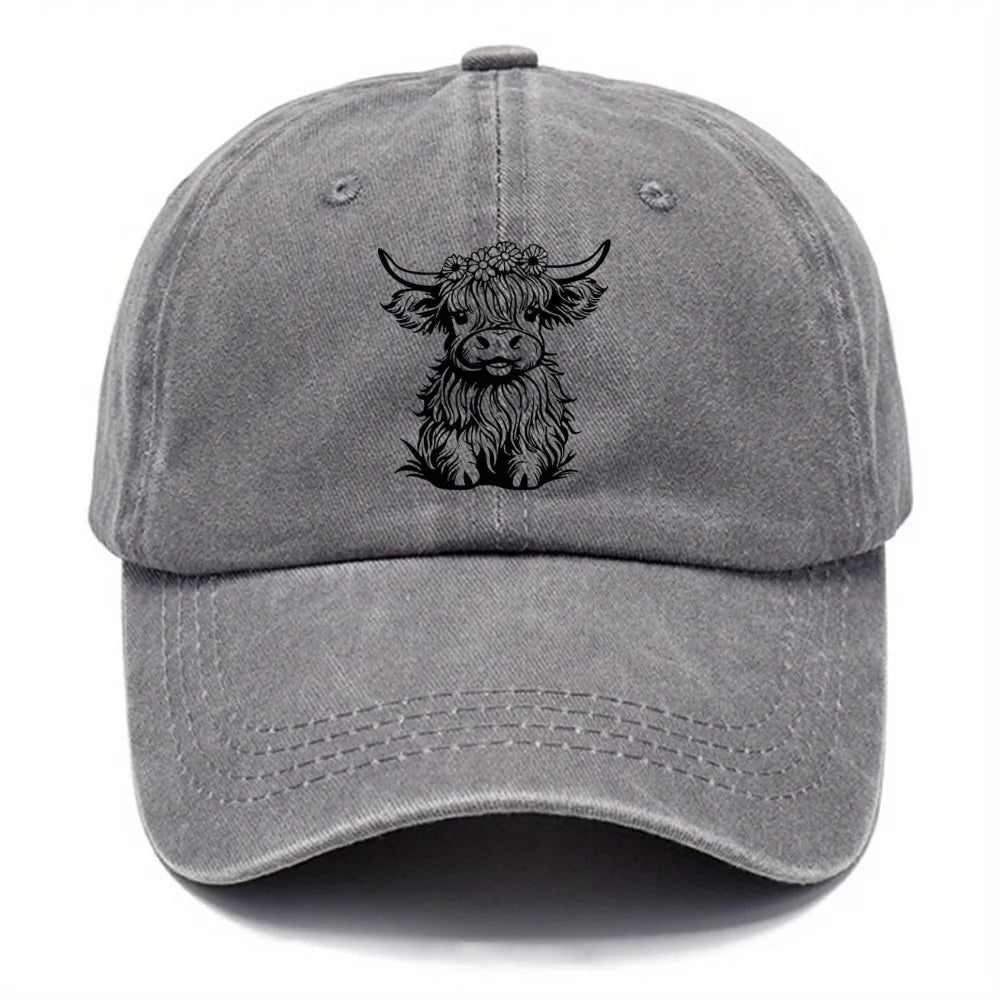 Pack Of Cartoon Calf Print Washed Vintage Soft Top Sunshade Baseball Caps