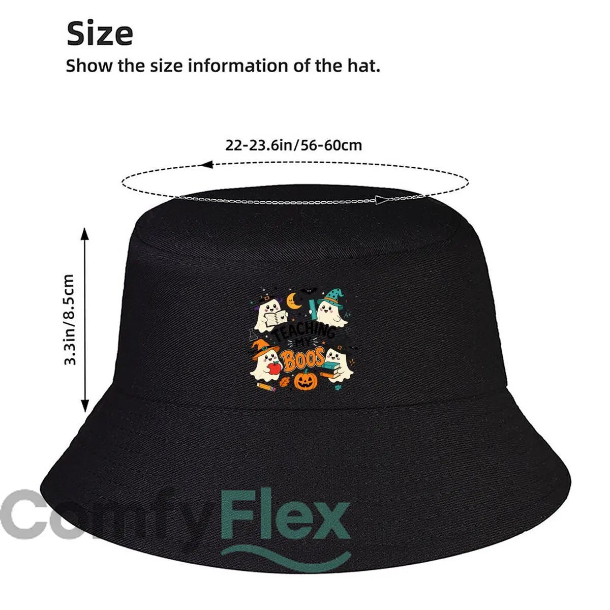 Cute Halloween Teacher Ghost Reading Fisherman Hat Bucket Hat