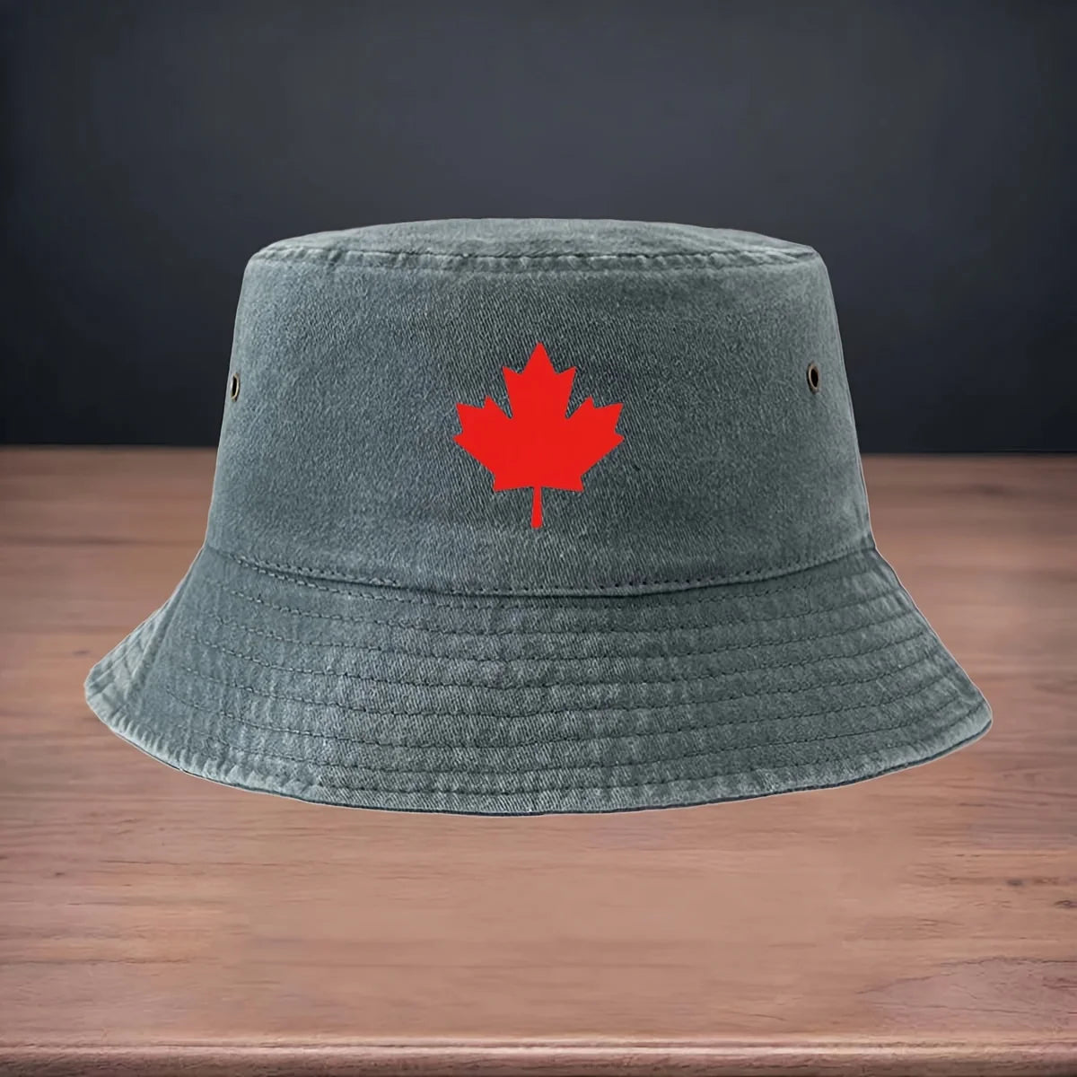 High-quality Printed Red Maple Leaf Pattern Bucket Hat