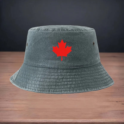 High-quality Printed Red Maple Leaf Pattern Bucket Hat