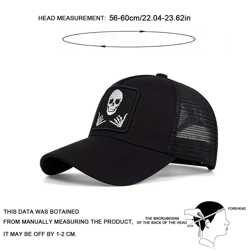 Unisex Skull Finger 666 Embroidery Baseball Net Caps Sunscreen Hat