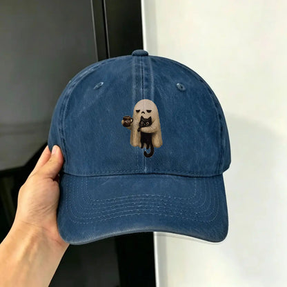 Ghost-Cat Spooky Black Cat Aesthetic Casual Baseball Cap