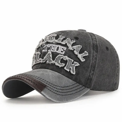 New Cotton Coated Outdoor Sports Wash Baseball Cap Embroidery Patch Black Letter