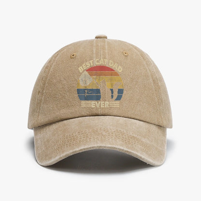 Mens Vintage Best Cat Dad Ever Bump Cat Lover Washed Baseball Cap