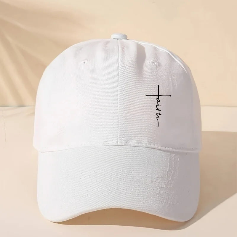 Baseball Cap With Cross Printting Adjustable Outdoor Dad Hat