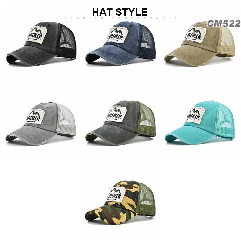 Cloth Embroidered Cap With Large Letters Embroidered Explorer Baseball Cap