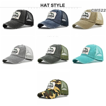 Cloth Embroidered Cap With Large Letters Embroidered Explorer Baseball Cap