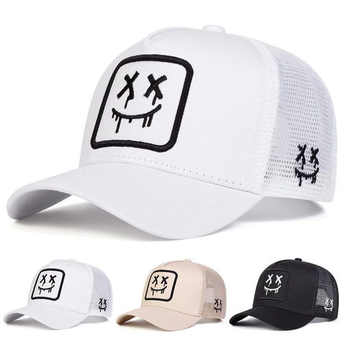 Unisex XX Smiling Face Embroidery Baseball Net Caps Spring Summer