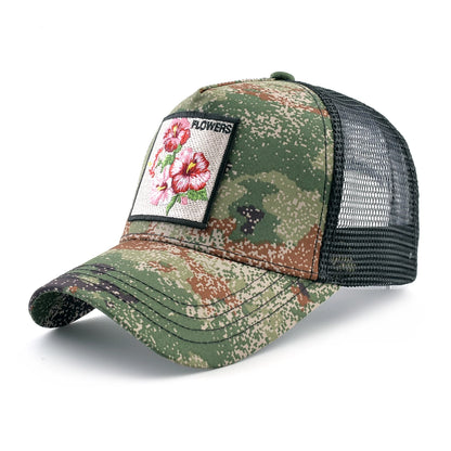 Camouflage With Embroidery Lion Patch Snapback Baseball Cap