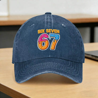 Six Seven Ice Cream Drip Gen Alpha Slang Funny 6 7 Meme Casual Baseball Cap