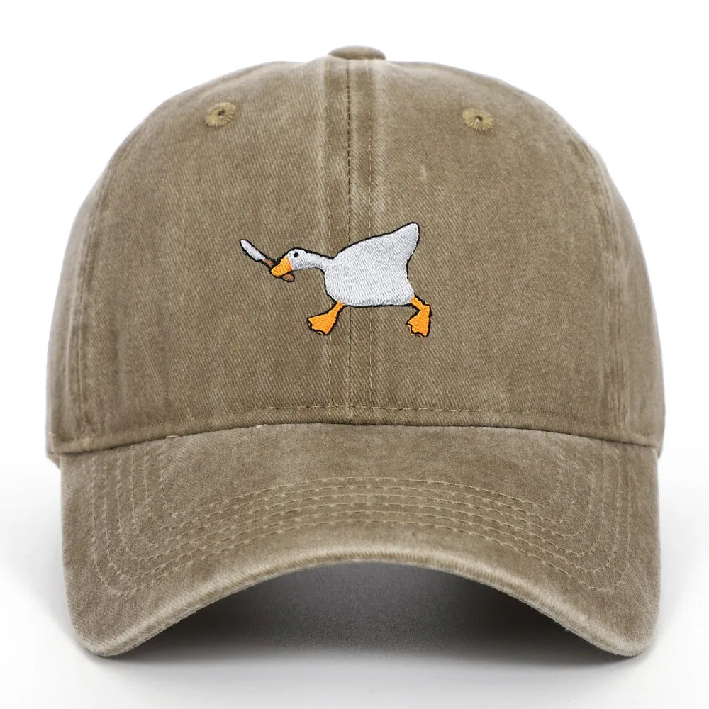 Fashion Embroidery Goose White Goose Baseball Cap Men Women