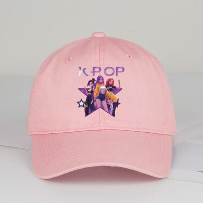 K-POP Cartoon Girl Group Star Print Soft-Peak Baseball Cap