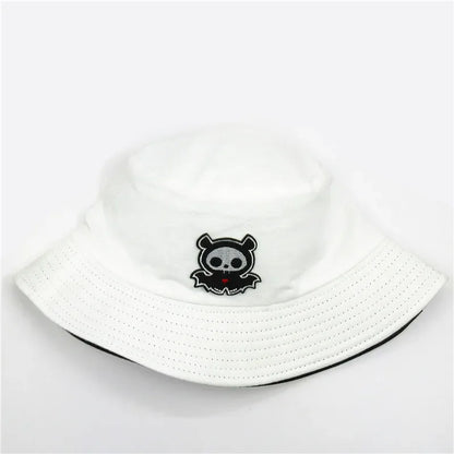 Four Seasons Cartoon Ghost Embroidery Cotton Bucket Hat