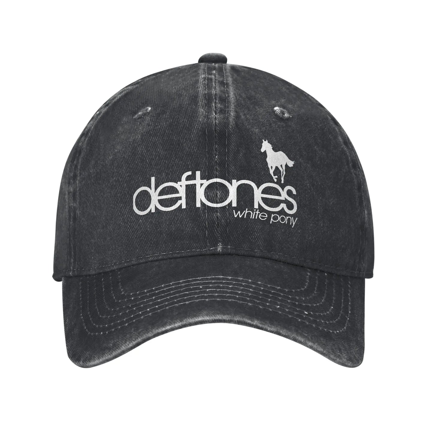 Retro Deftones Baseball Caps Unisex Style Distressed Cotton Snapback Cap White Pony